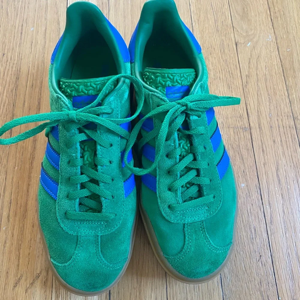 adidas Green and Blue Suede Platform Sneakers
